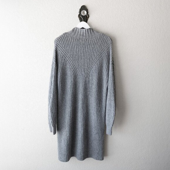 Old Navy Sweater Dress Sz M Gray Knit Relaxed LS MockNeck Shift Recycled - Picture 5 of 6